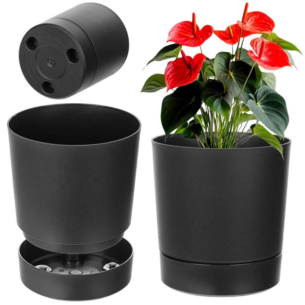 Vaso da fiori KADAX con supporto, rotondo, in plastica, 14,5 cm