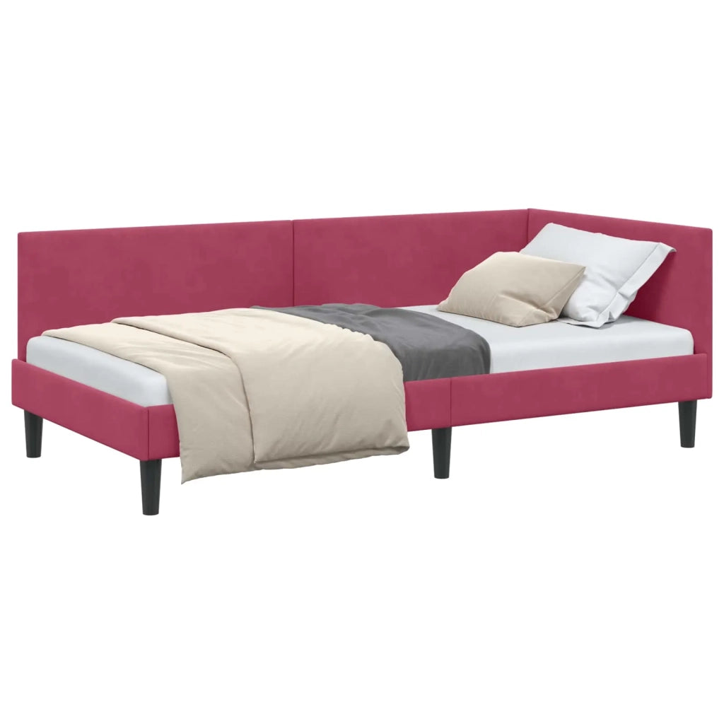 Cornice del letto ad angolo Rosso Vino 80 cm x 200 cm Velluto 42016210