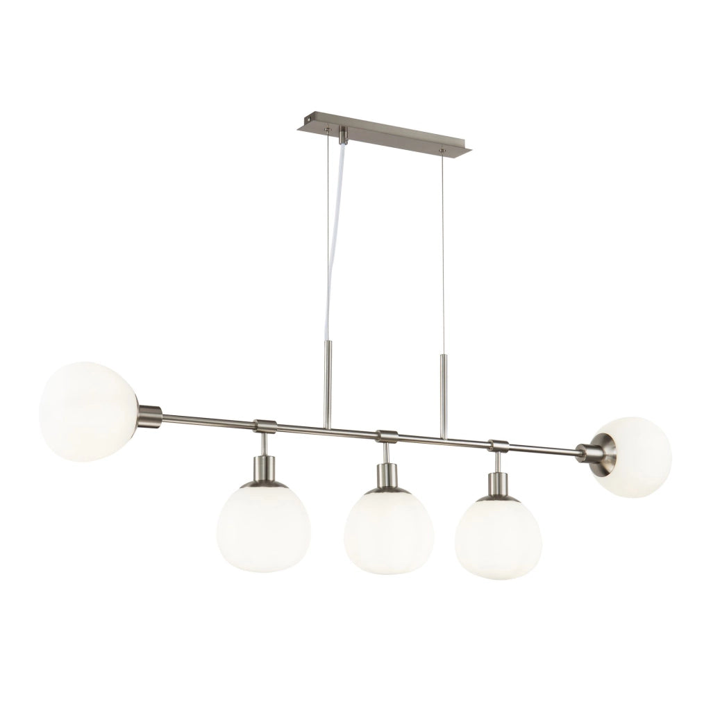 Maytoni Lampadario Sospensione Erich 5 luci E14 nichel metallo diffusore vetro