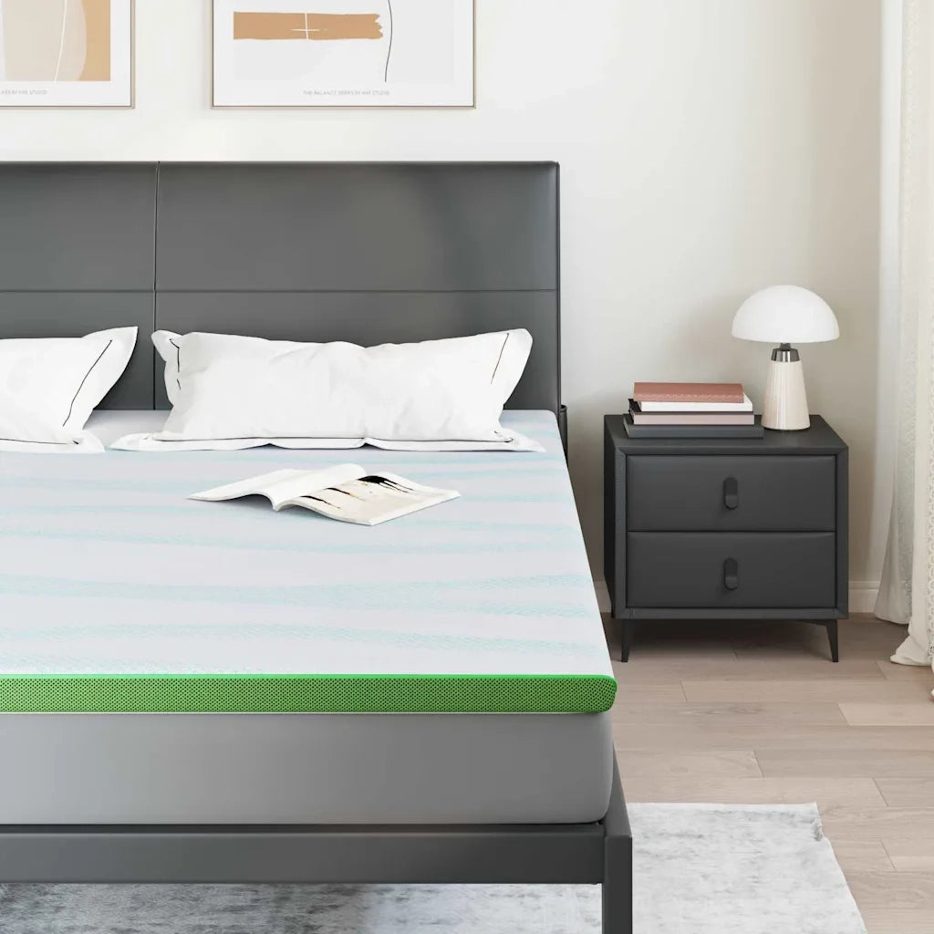 Topper per materasso Bianco e Verde 180 x 200 cm 4106163