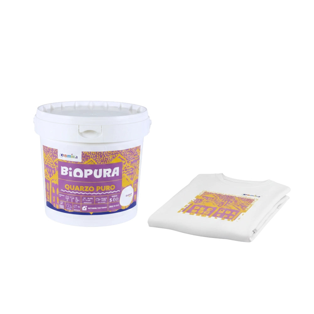 Kit pittura murale quarzo puro 5l e t-shirt cromika smiling houses *** misura large - l, confezione 1