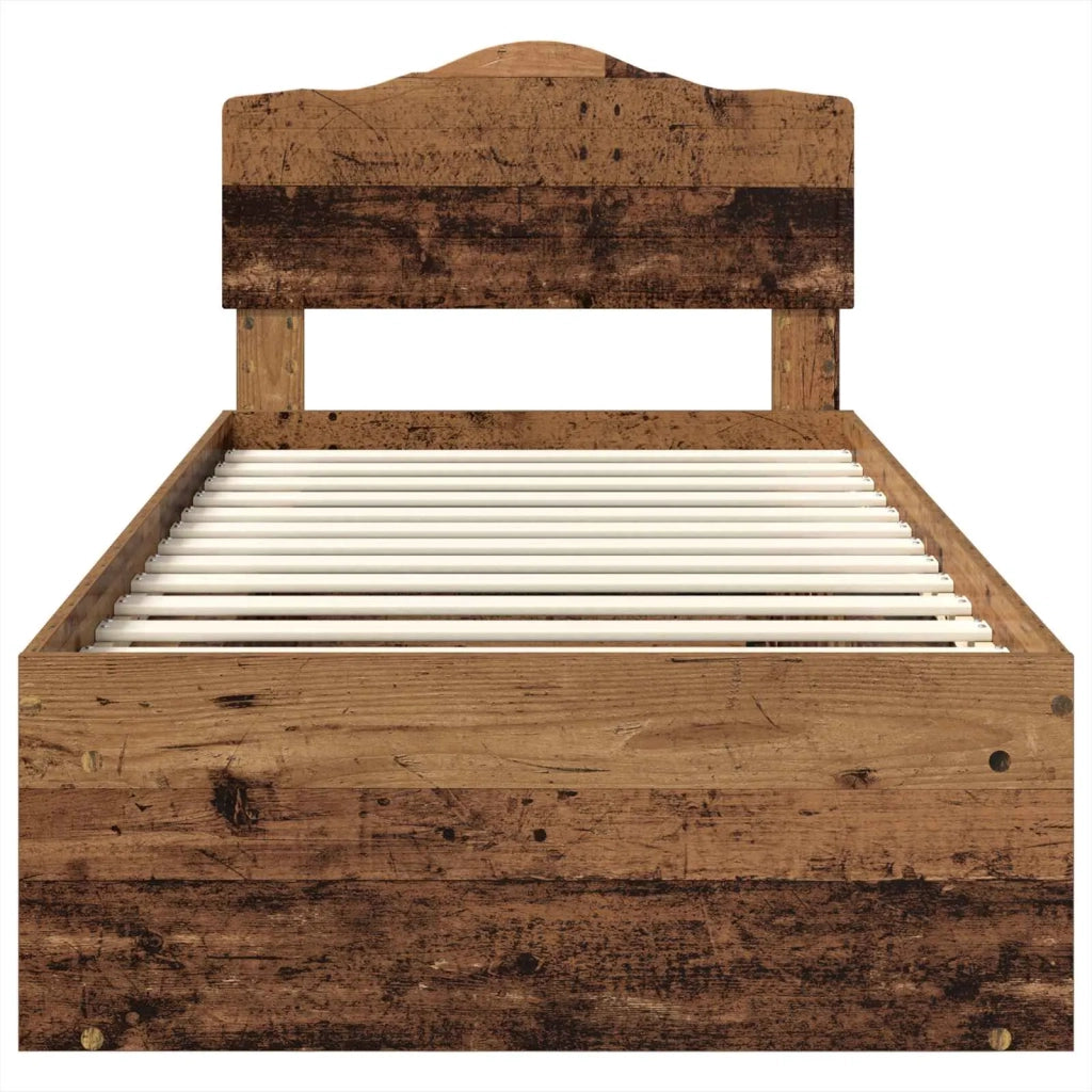 Letto singolo | Letto per adulti | Struttura del letto Legno vecchio 75 x 190 cm Pino massello
