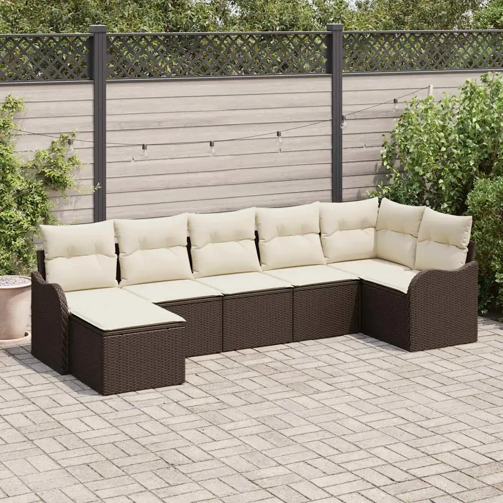 Set Divano da Giardino Marrone polyrattan