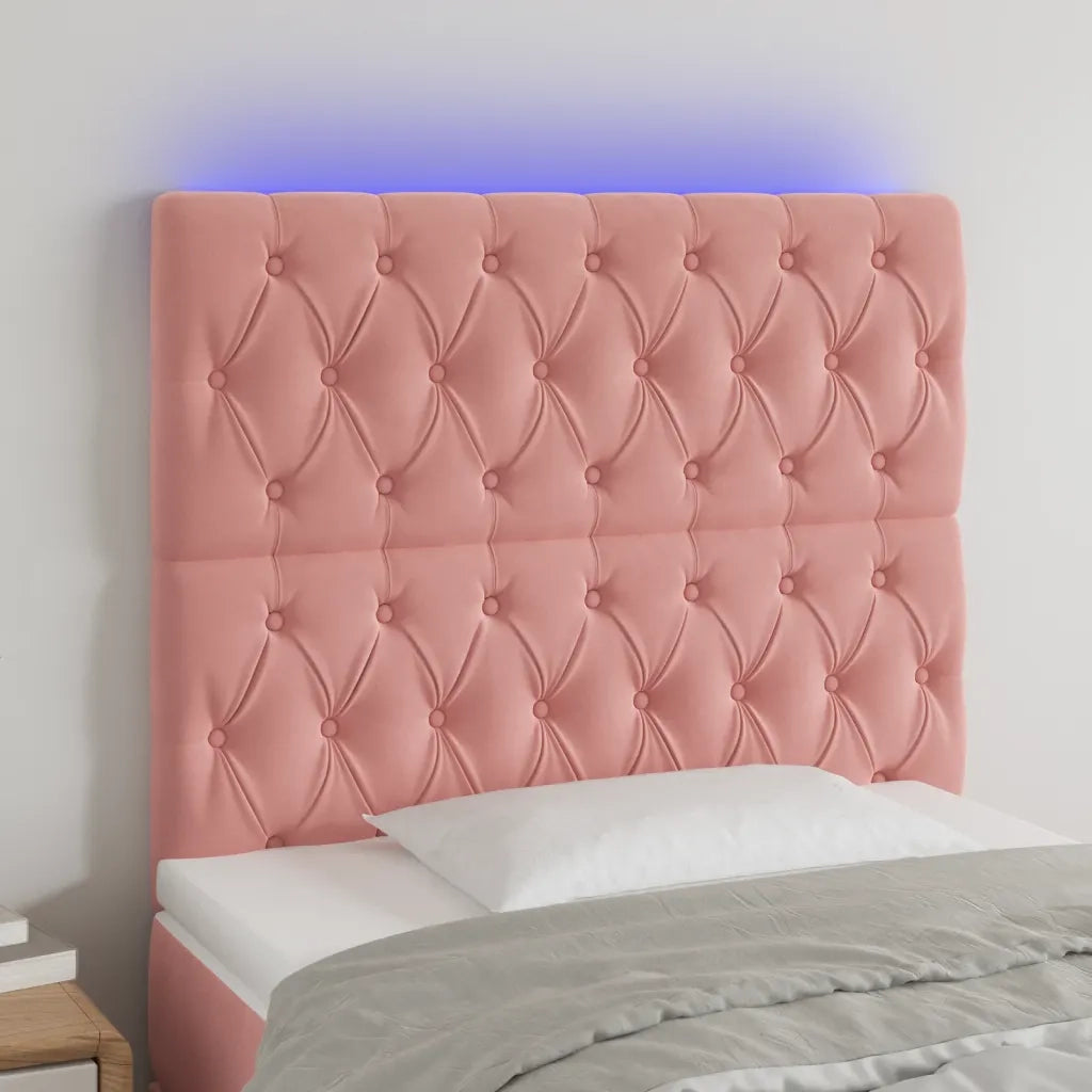 Testiera a LED-Testata con LED Rosa 100x7x118/128 cm in Velluto