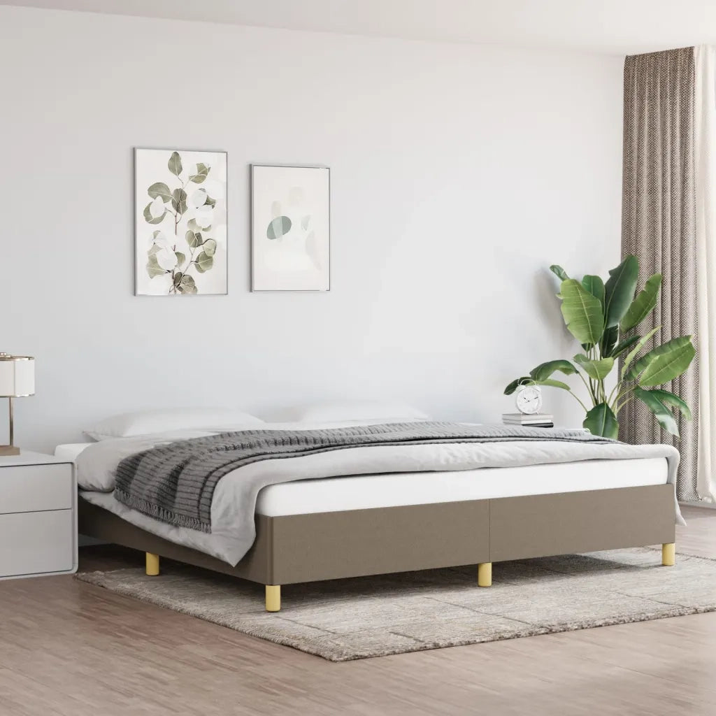 Letto matrimoniale | Letto per adulti | Giroletto senza Materasso Tortora 200x200 cm in Tessuto