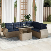 Set Divani da Giardino 7pz con Cuscini Grigio Polyrattan Acacia 3326652