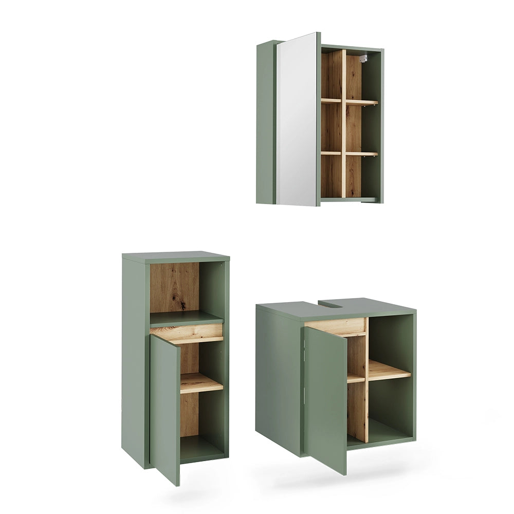 Vicco Set di mobili da bagno Verde/Artigianale 3 parti