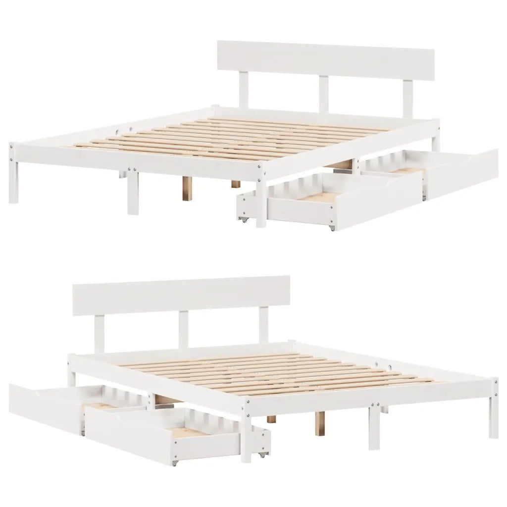 Letto senza Materasso-Struttura Letto Bianco 140x190 cm Legno Massello di Pino 619475