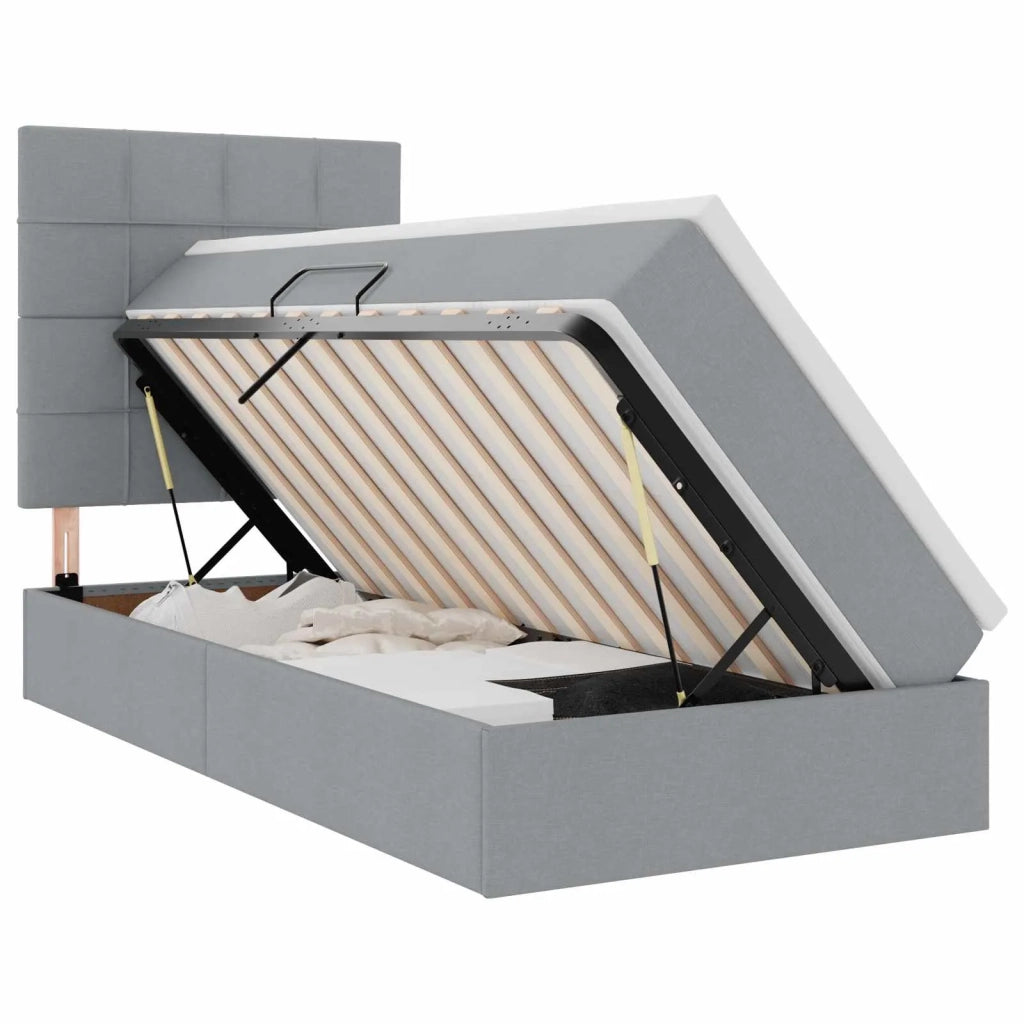 Letto con contenitore e materasso Grigio chiaro 90 x 190 cm