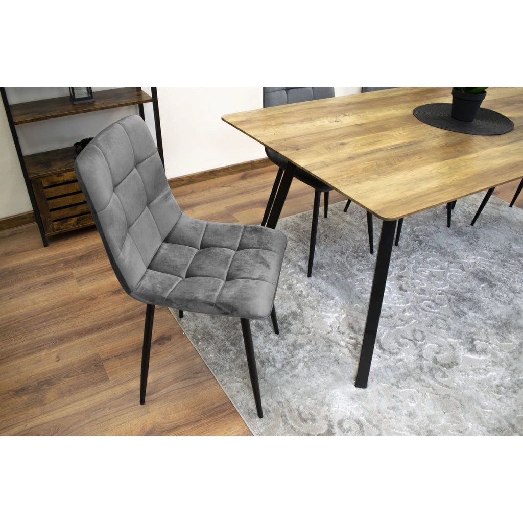 Set di 3 Sedie Kara in Velluto Grigio Antracite