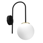 Applique Cambridge nera sfera bianca ottone E14 Luminex