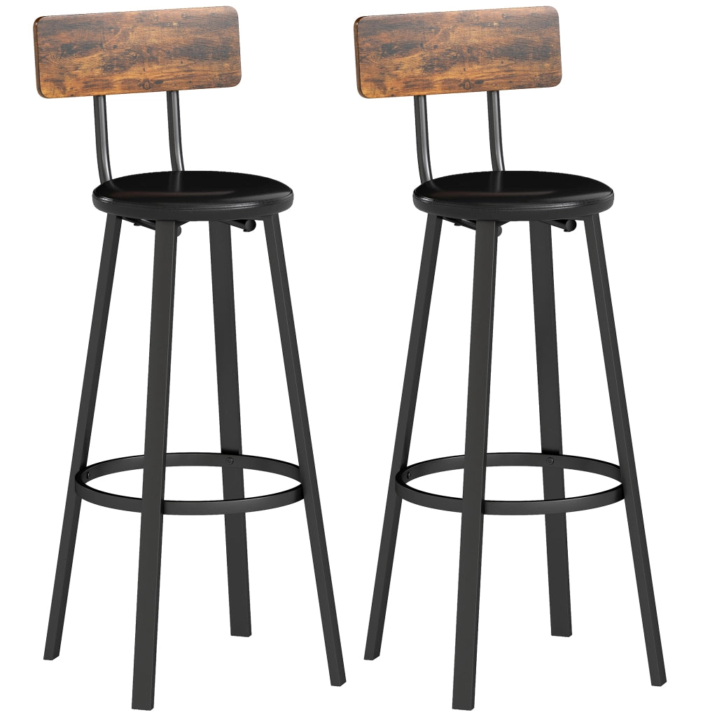 Sgabelli da Bar 2 Pezzi con Schienale e Poggiapiedi ¨C Xylo ¨C Rustico Marrone 75.5cm