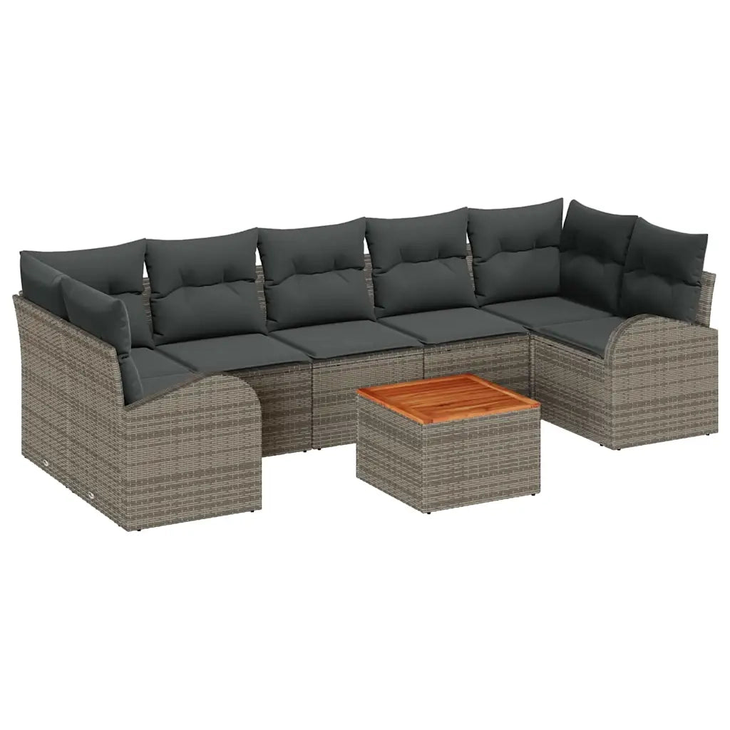 Set Divano da Giardino 8 pcs Grigio polyrattan