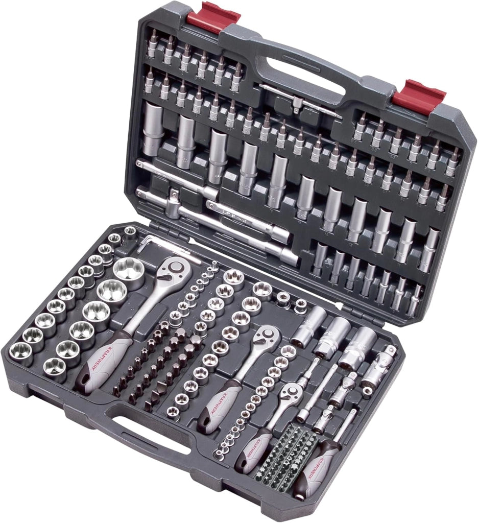 Set di chiavi a bussola; 1/4"+3/8"+1/2", 19 x 34 x 7,5 cm