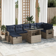 Set Divani Giardino 8 pz con Cuscini Grigio Polyrattan 3327871