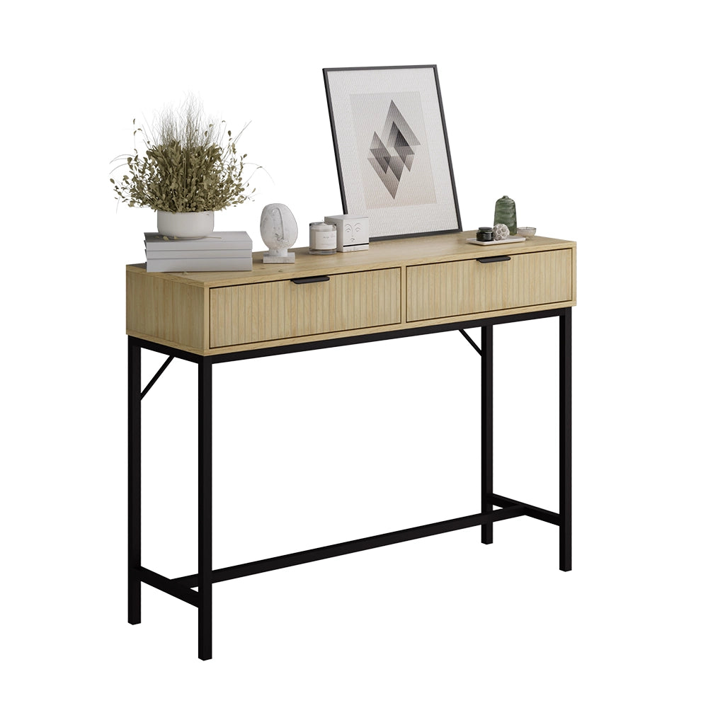 Vicco Tavolo consolle Rovere 100 x 75 cm con 2 cassetti