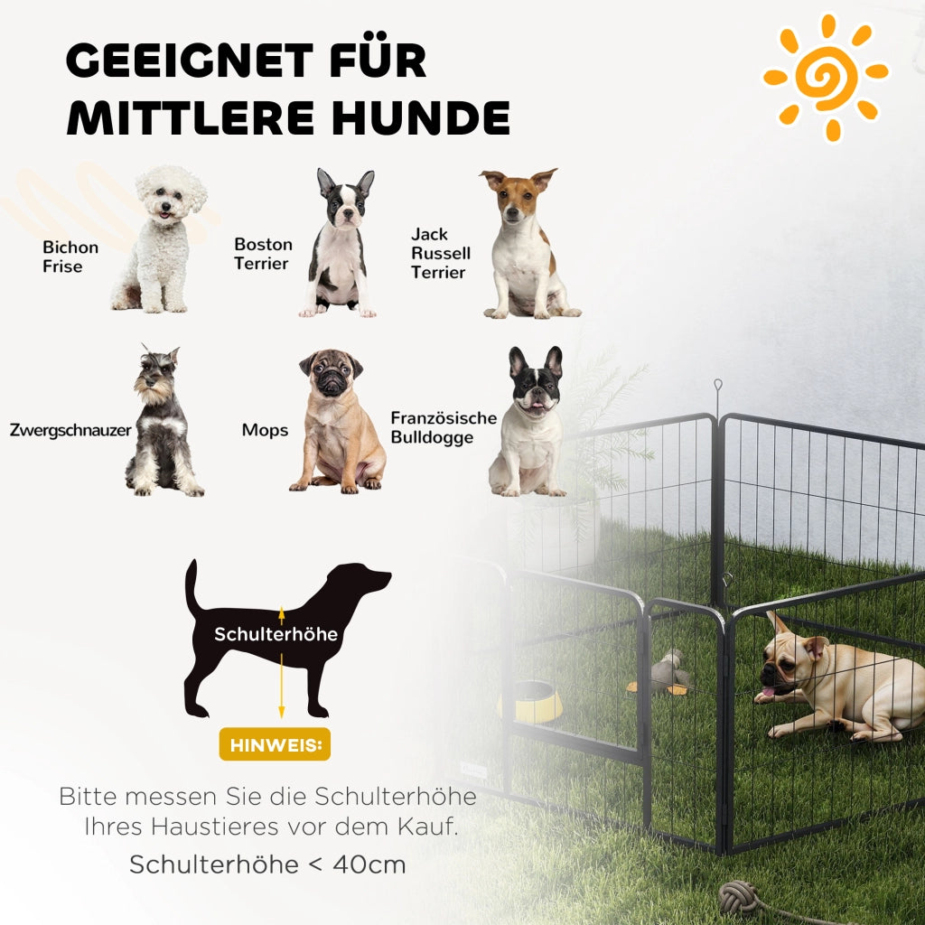 Recinto per Cani 6 Pannelli ¨C Xylo ¨C Acciaio Pieghevole Grigio