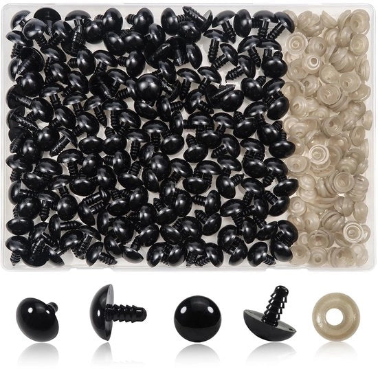 Occhi di sicurezza in plastica da 16 mm - 150 pezzi - per marionetta - occhi per creativa - per riempimento di marionetta