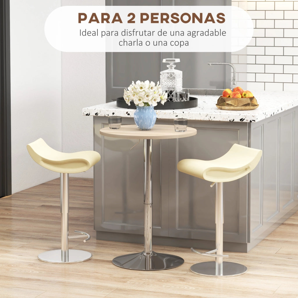 Tavolo da bar rotondo per 2 persone ¨C zephmum ¨C quercia chiaro 60x60x91 cm