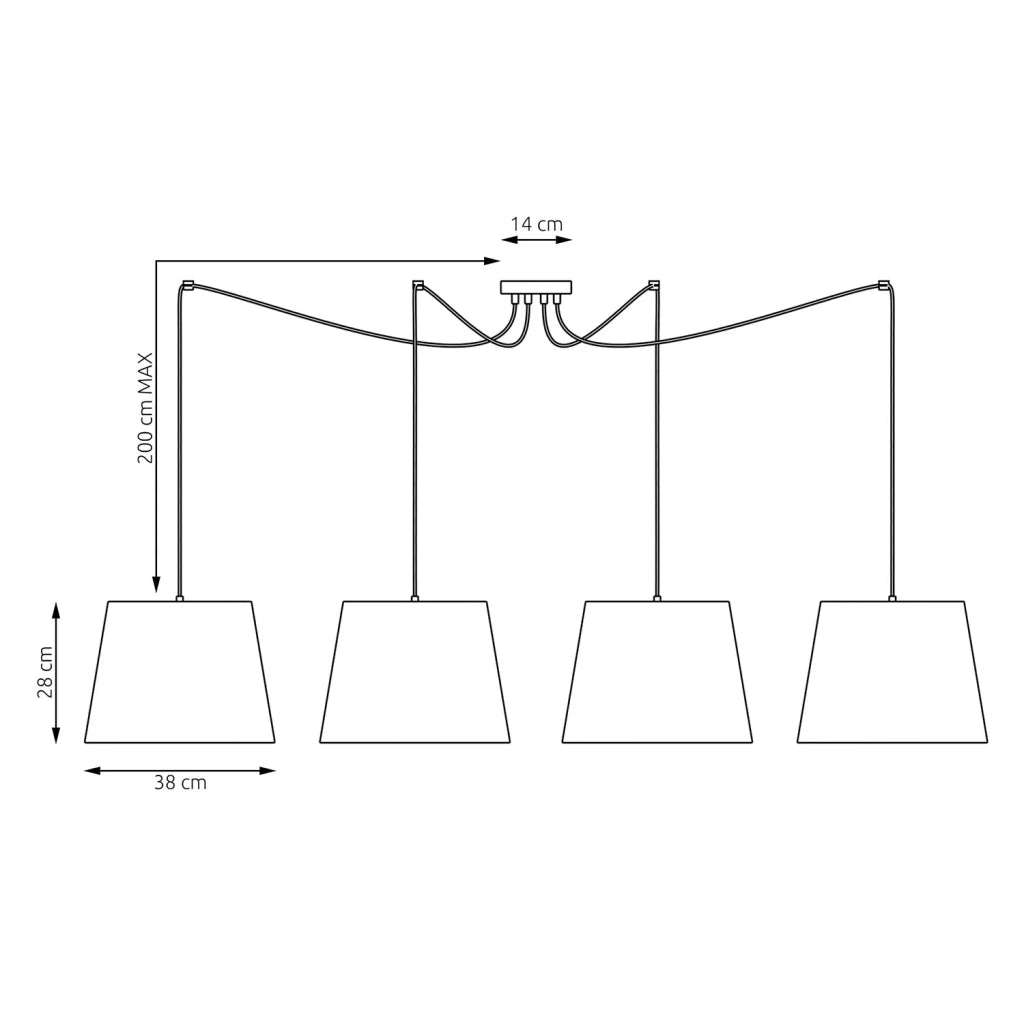 Sospensione 4 Luci Iside Con Fermacavi E Paralumi Beige
