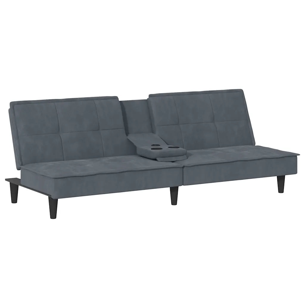 Divano Letto con Portabicchieri-Sofa Letto-Daybed in Velluto Grigio Scuro