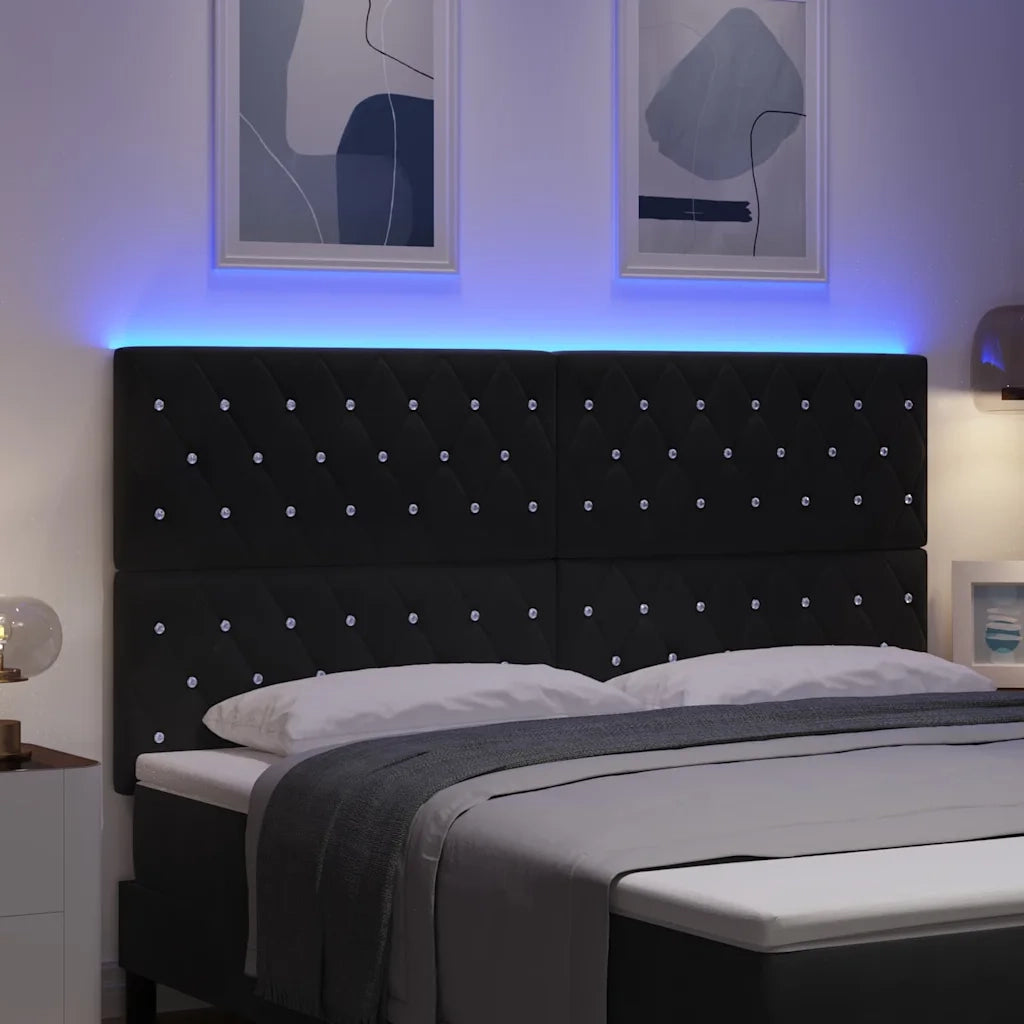 Testiera LED con luci a strisce a LED Nero 90 cm Velluto 3338374