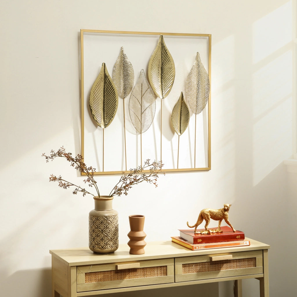 Decorazione Parete Foglie Metallo ¨C Xylo ¨C Dorato Stile Moderno
