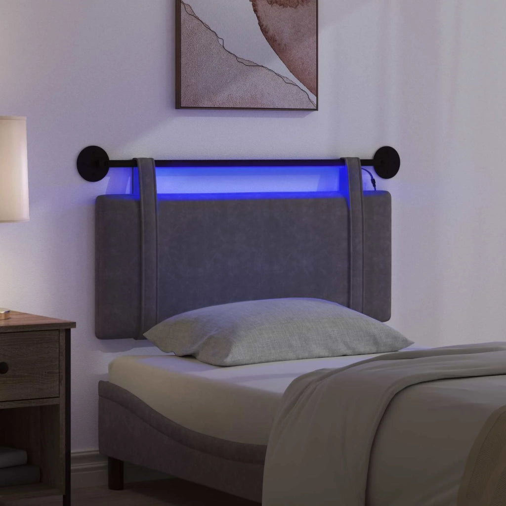 Testiera sospesa Con luce LED Nero PU Antico 3423889