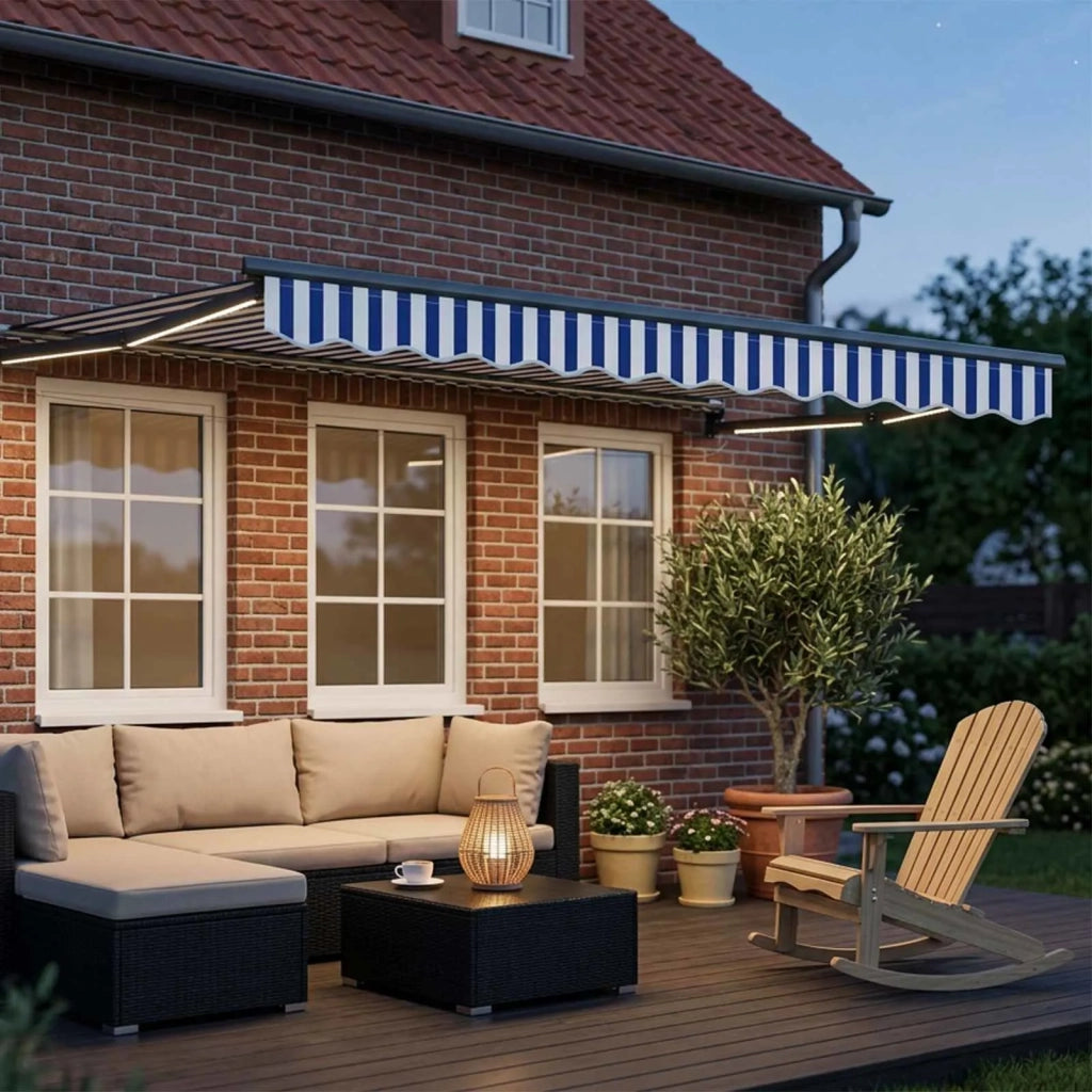 Tettuccio Elettrico Retrattile Blu e Bianco 3 x 2 m