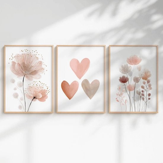 Set di Poster da Parete per Bambino - 3 pezzi - Decorazione da Parete per Camera da Bambini - Una Iena/Principessa/Animali - Camera da Bambino - Illustrazioni Carine - DIN A3