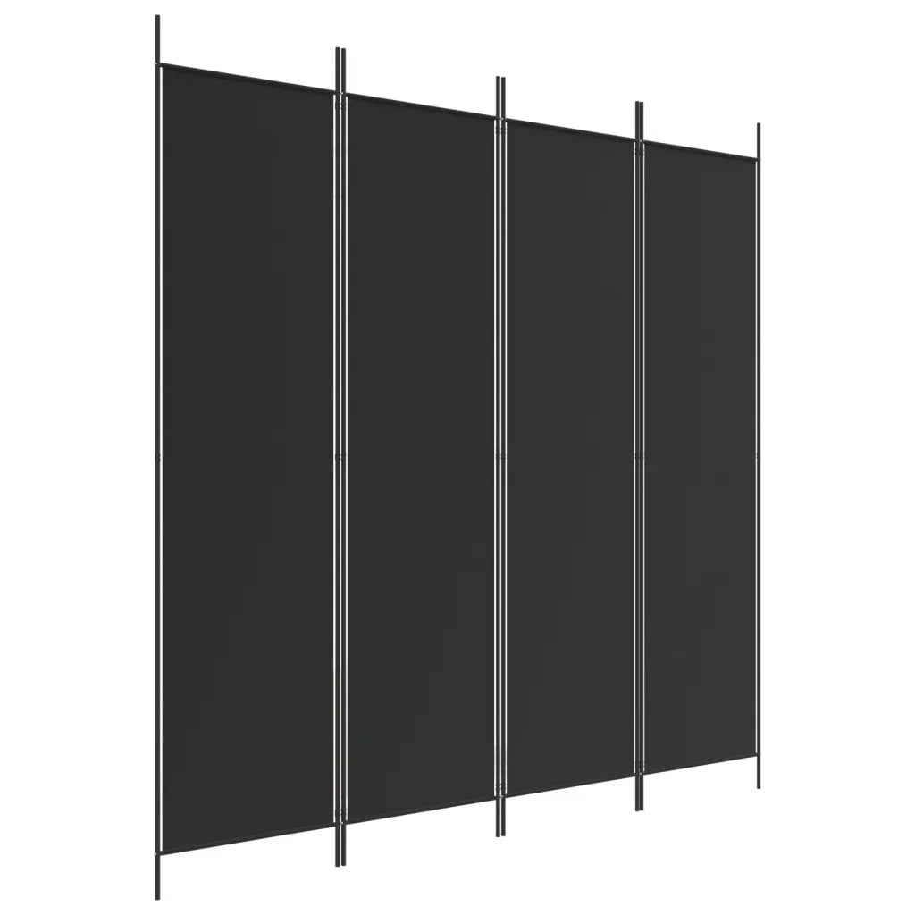 Divisorio Ambienti | Divider per stanze | Paravento a 4 Pannelli Nero 200x200 cm in Tessuto