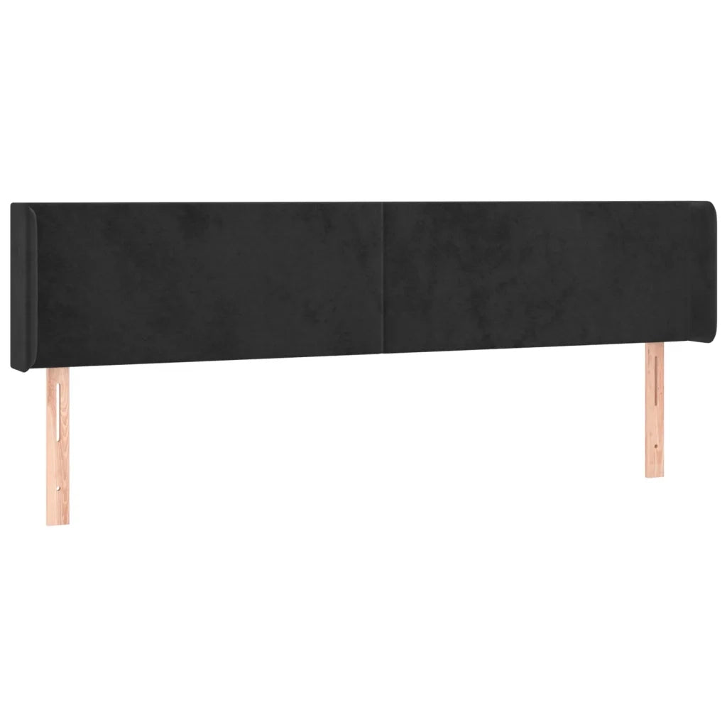 Testiera ad Orecchio Nera 183x16x78/88 cm in Velluto 3118550