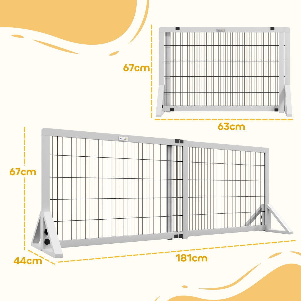 Cancelletto di sicurezza per cani 2 pannelli regolabile 101-181 cm ¨C Xylo ¨C legno acciaio bianco