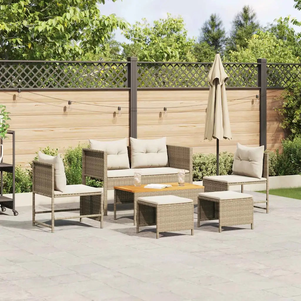 Set Divano da Giardino 6 pcs Beige e Crema polyrattan 4104703