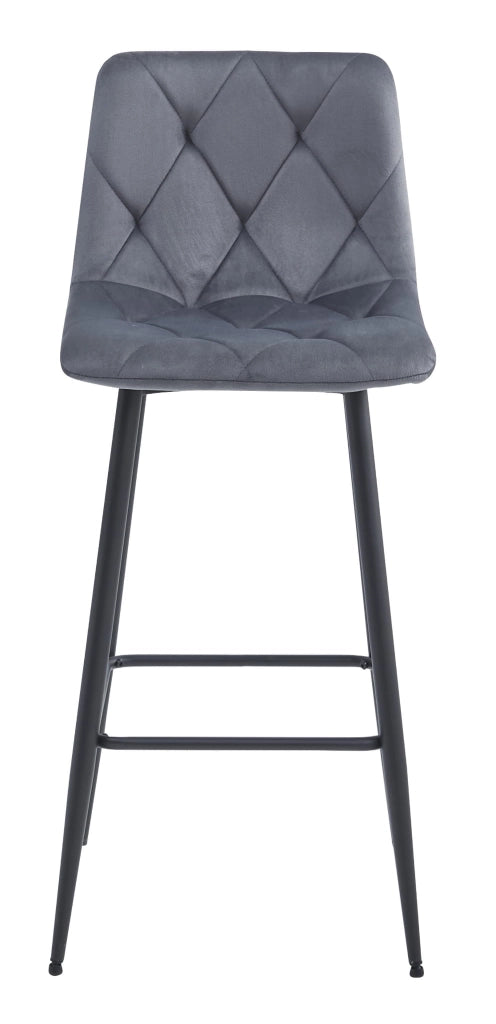 Sgabello Valora KODA in velluto grigio scuro con gambe nere x4