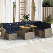 Set Divano da Giardino 9 pz con Cuscini Grigio in Polyrattan 3327078