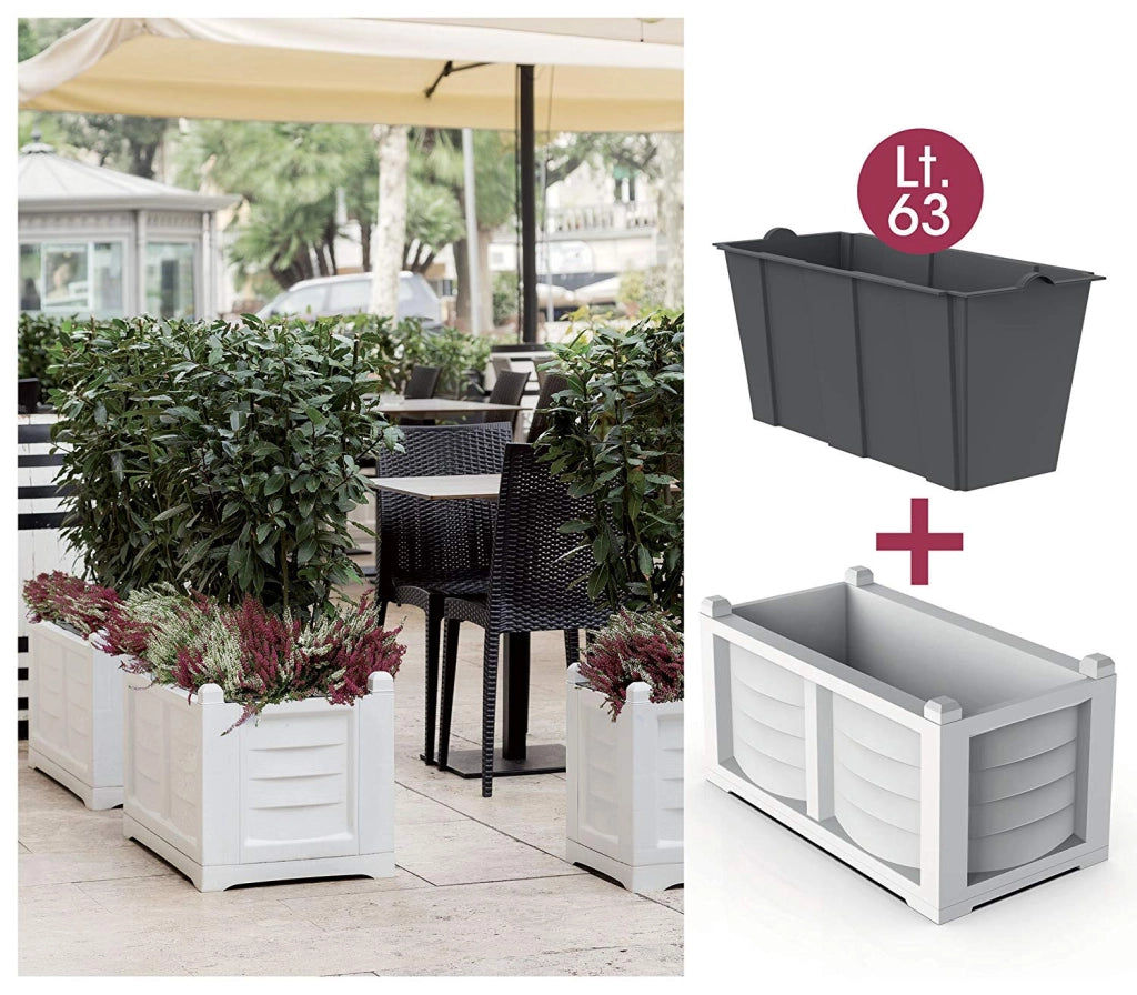 FIORIERA KIT ARREDO CON VASCA INTERNA 80X42,5XH42 RESINA COLORE BIANCO