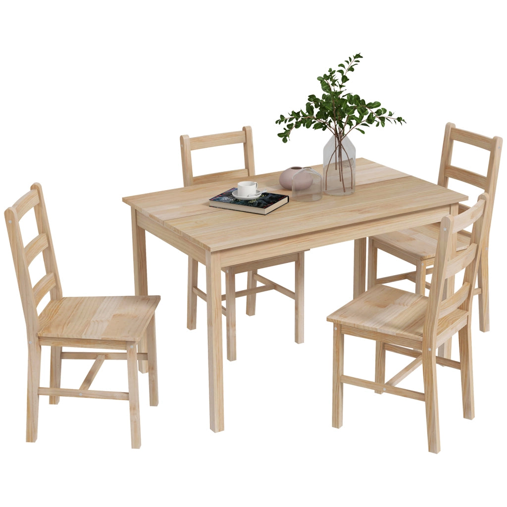 Set tavolo da pranzo con sedie ¨C Minimal ¨C legno massello naturale 118x73x75 cm