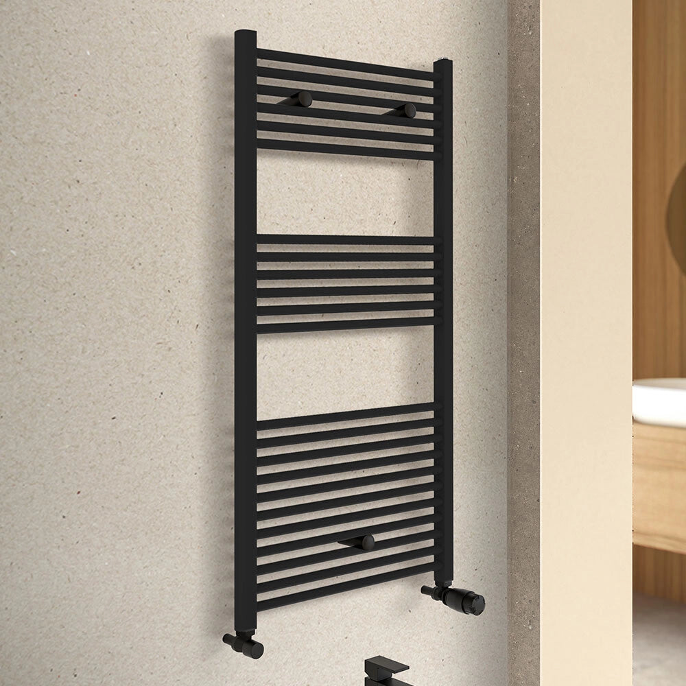 Termoarredo scaldasalviette 500x1200 nero opaco con interasse 45 cm