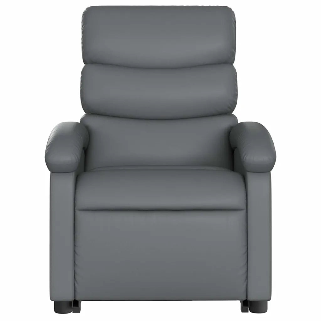 Poltrona | Sedia Relax Alzapersona Reclinabile Grigio in Similpelle