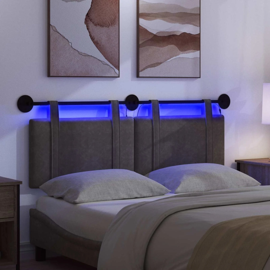 Testiera sospesa Con luce LED Nero PU Antico 3423919