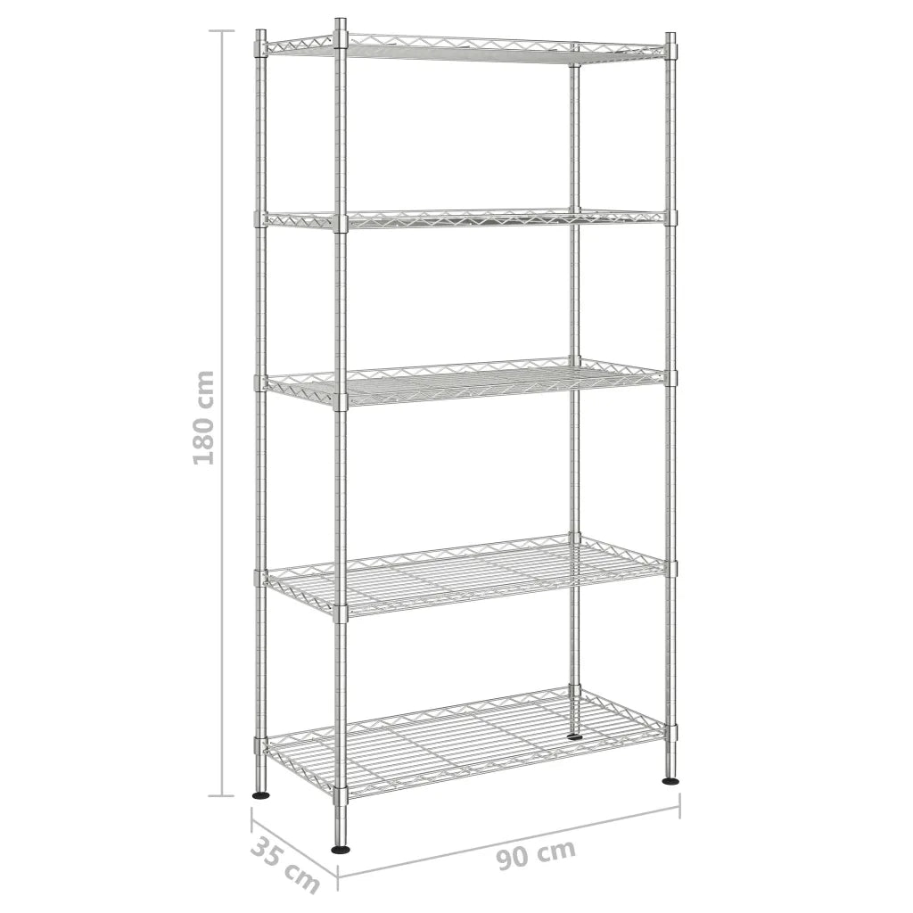 Scaffale a 5 Livelli 90x35x180 cm Cromato 250 kg CFW1103027