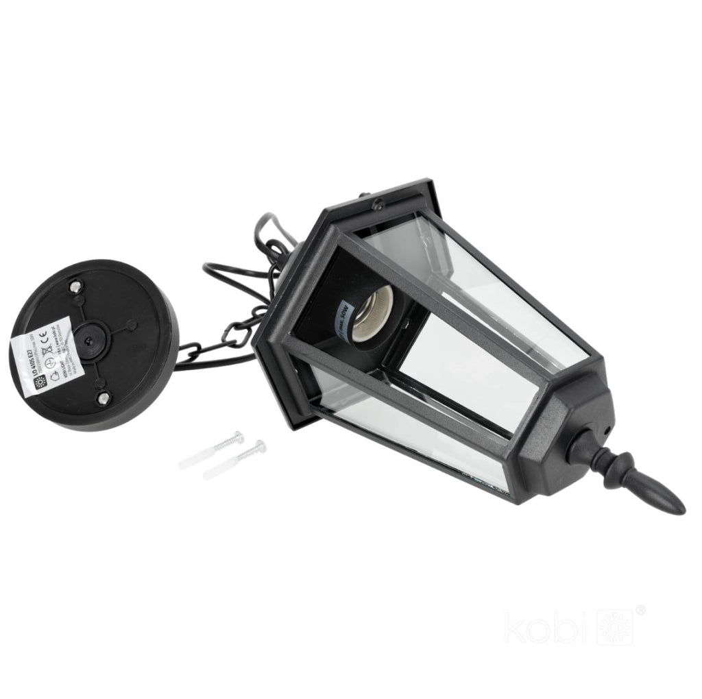 Lampada sospesa esterno nera catena E27 IP54 Kobi