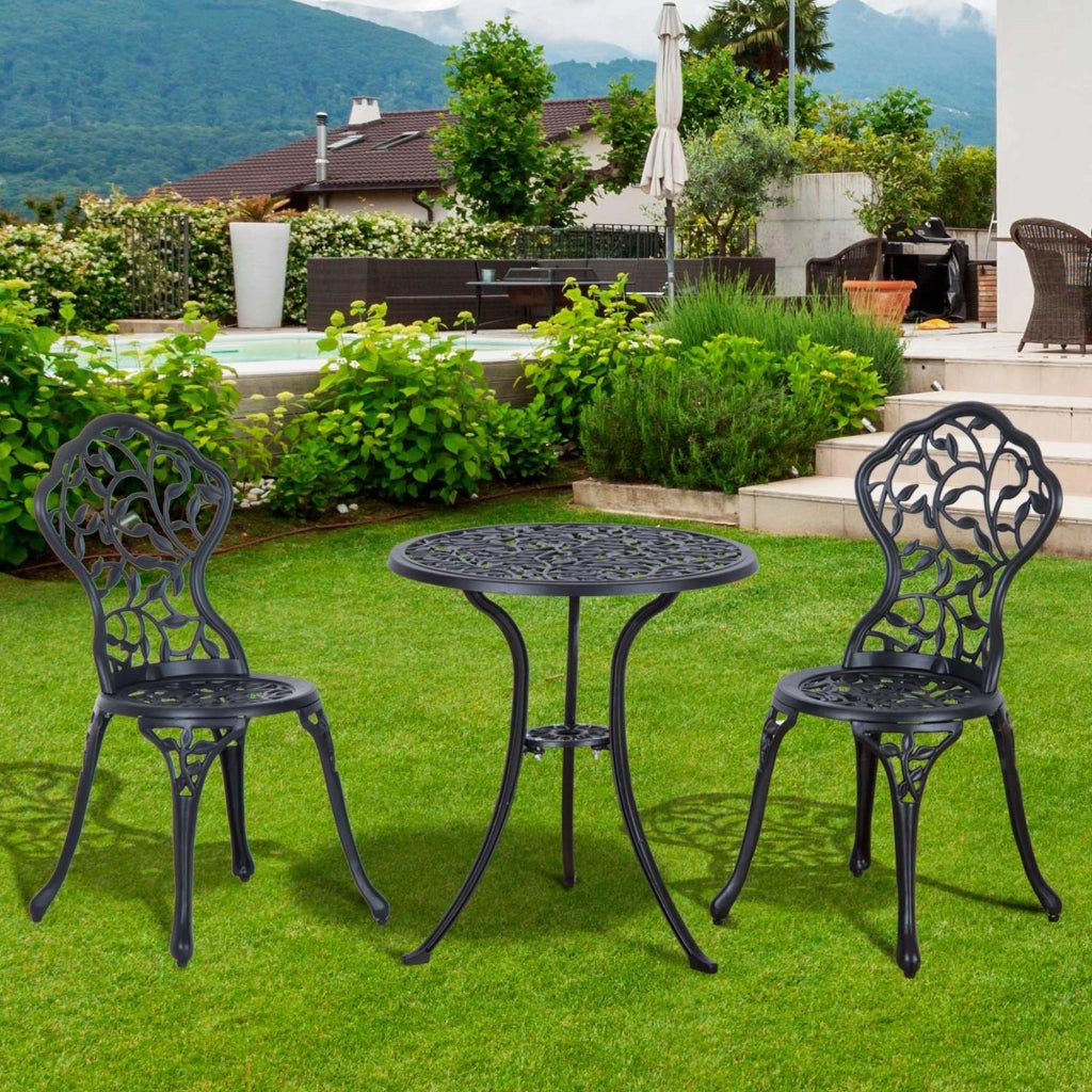 Set tavolino da caff¨¨ con 2 sedie per balcone ¨C Minimal ¨C nero