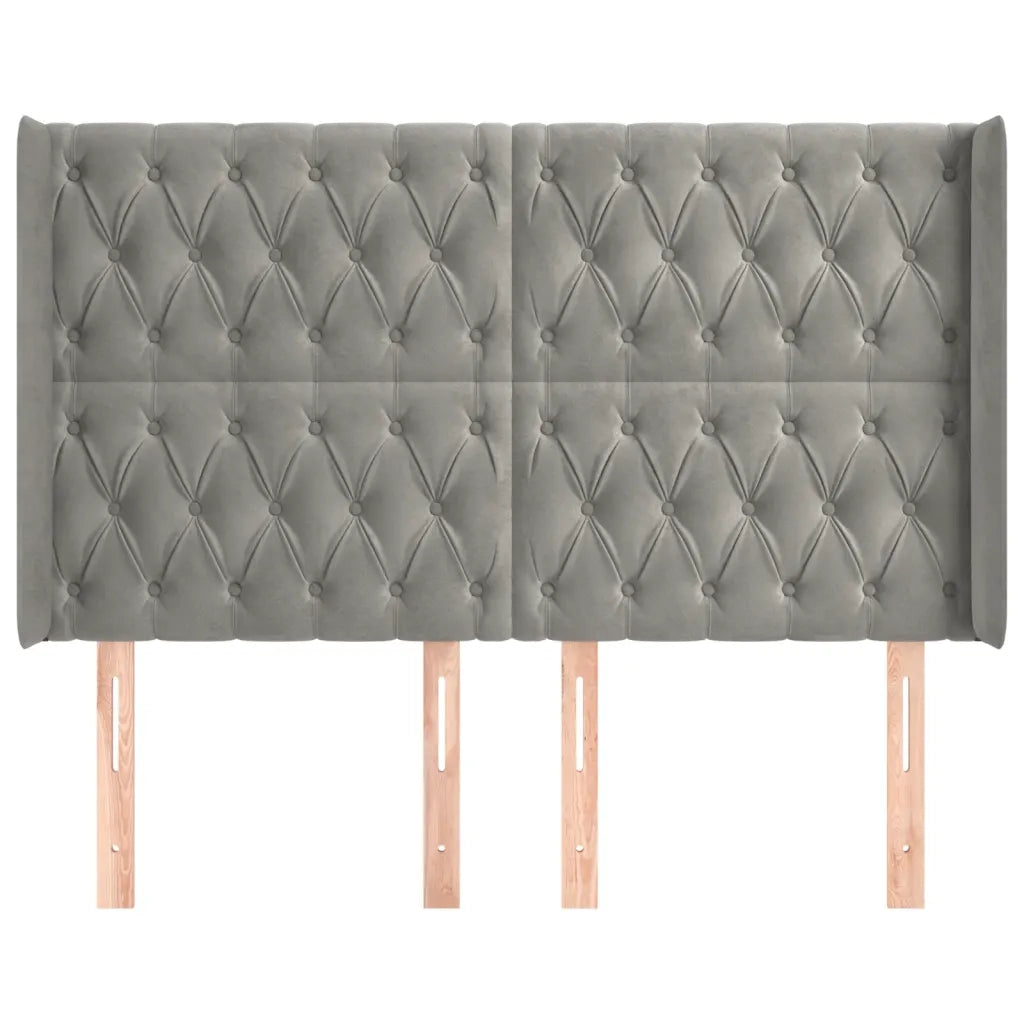 Testiera | Testata ad Orecchio Grigio Chiaro 163x16x118/128 cm in Velluto