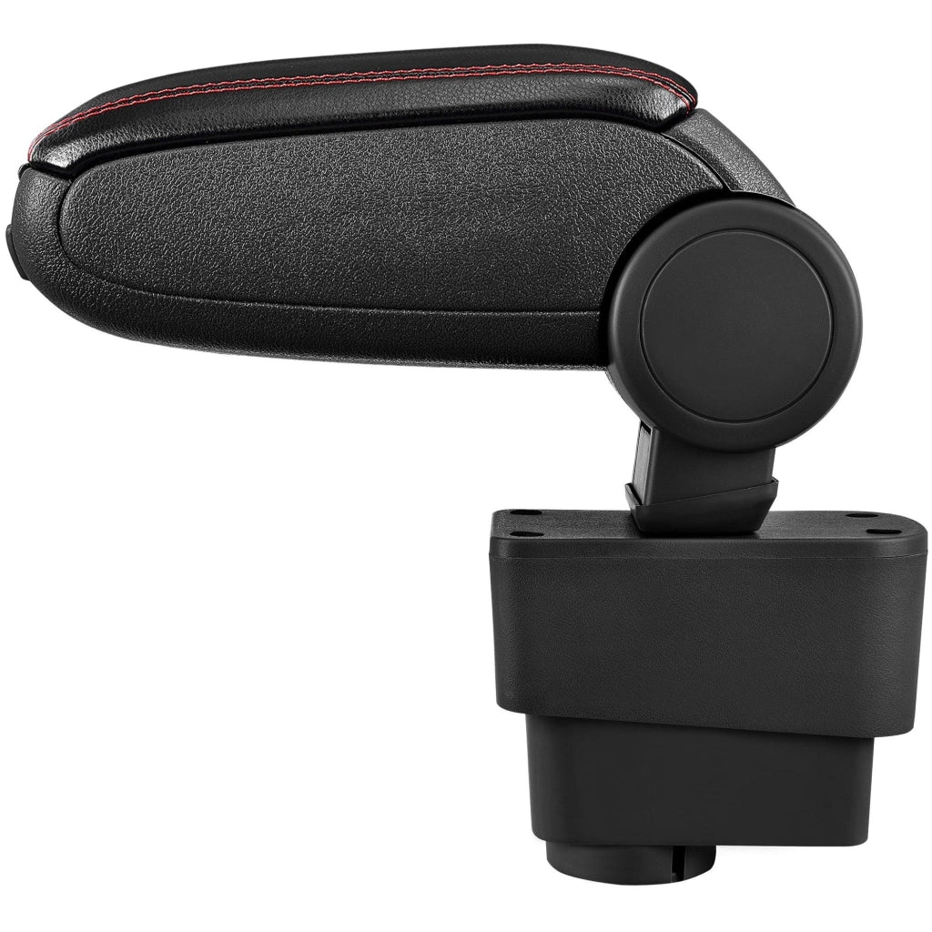 Bracciolo centrale per Fiat Grande Punto con vano imbottito in similpelle nera con cuciture rosse 03_0000444