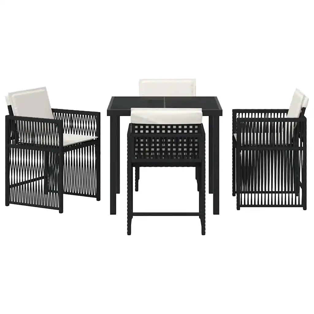 Set da Pranzo per Giardino 5 pcs Nero polyrattan