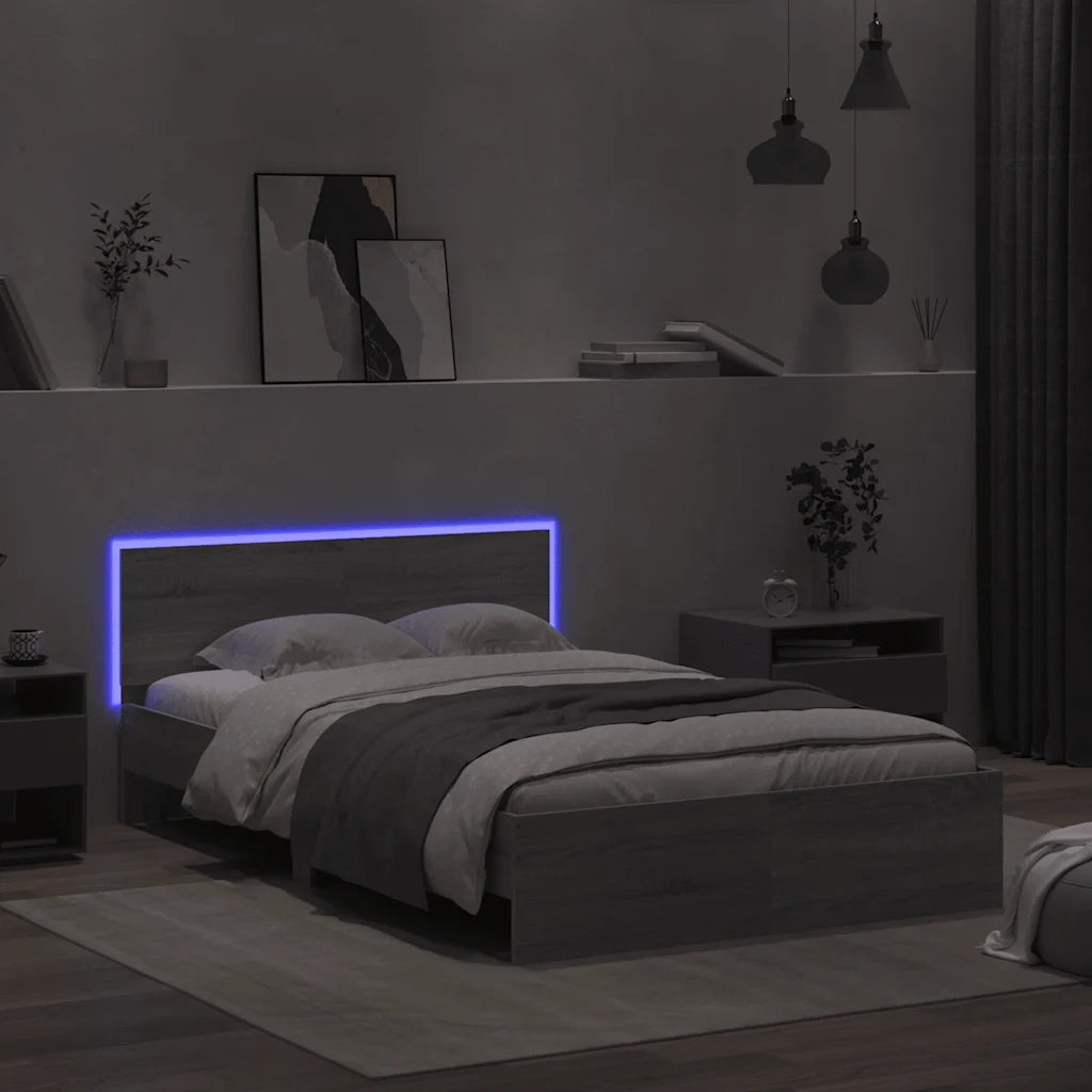 Giroletto con Testiera e LED Grigio Sonoma 120x190 cm 3207642