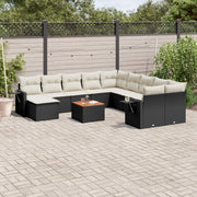 Set Divani da Giardino 12 pz con Cuscini Nero in Polyrattan 3224859