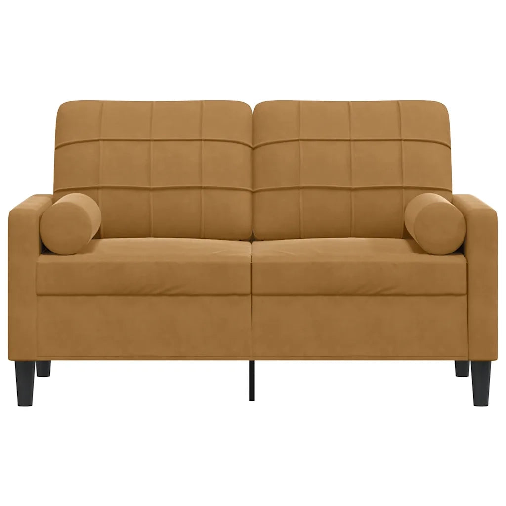 Divano | Divano da soggiorno | Sofa a 2 Posti con Cuscini Marrone 120 cm in Velluto